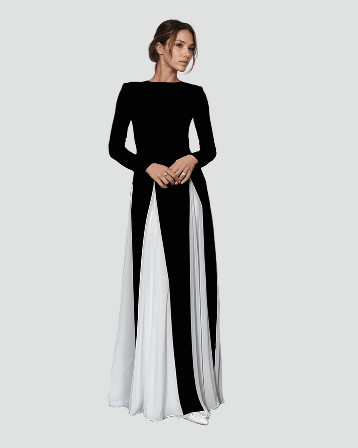 Stijlvolle Dames Gala Maxi Jurk Met Lange Mouwen En Split