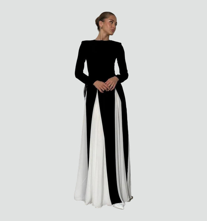 Stijlvolle Dames Gala Maxi Jurk Met Lange Mouwen En Split