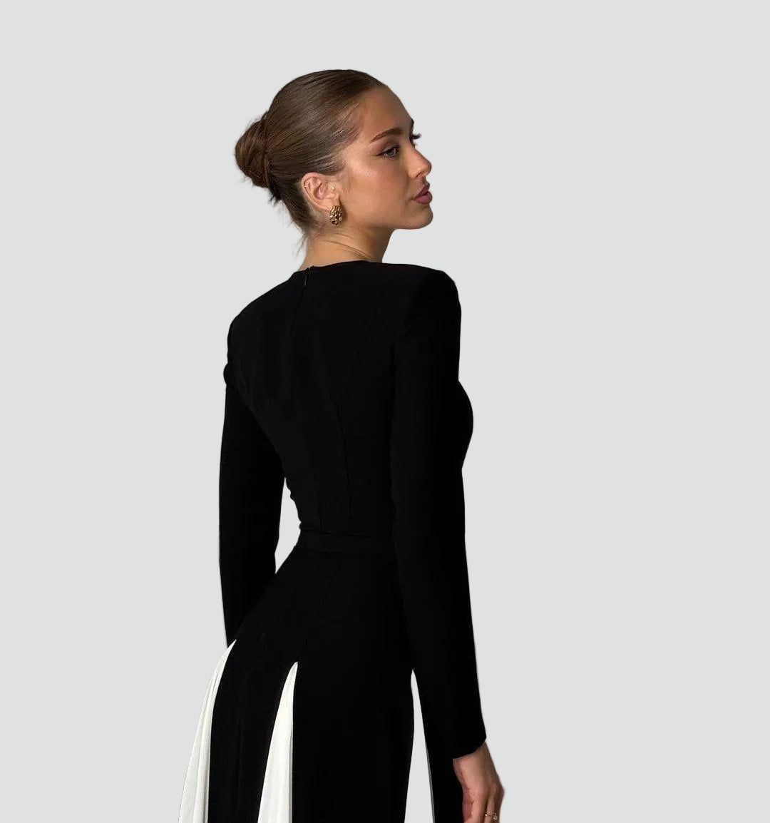 Stijlvolle Dames Gala Maxi Jurk Met Lange Mouwen En Split