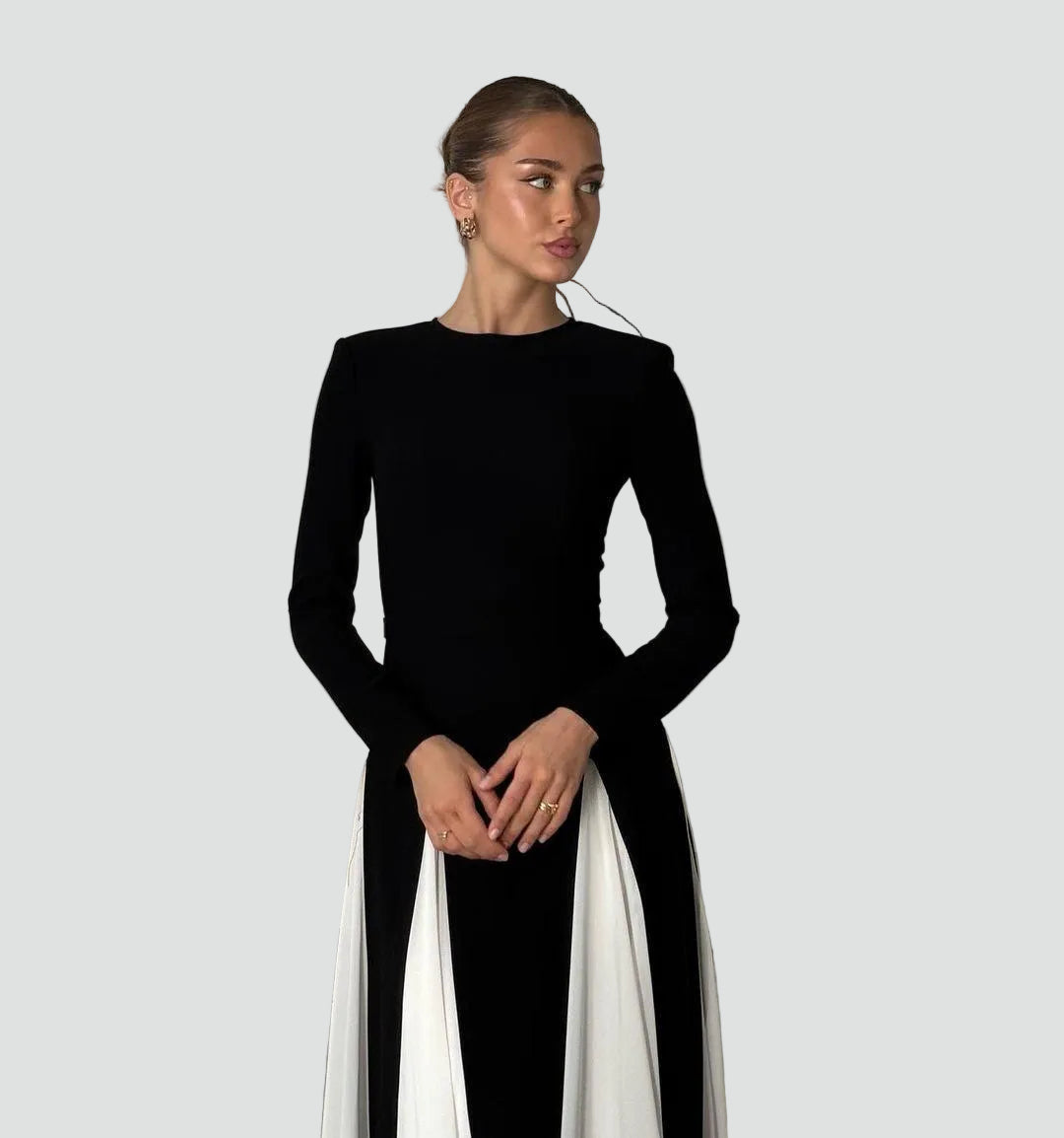 Stijlvolle Dames Gala Maxi Jurk Met Lange Mouwen En Split