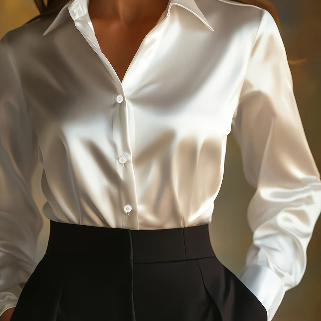 Klassieke Dames Blouse Met Lange Mouwen En Satijnlook