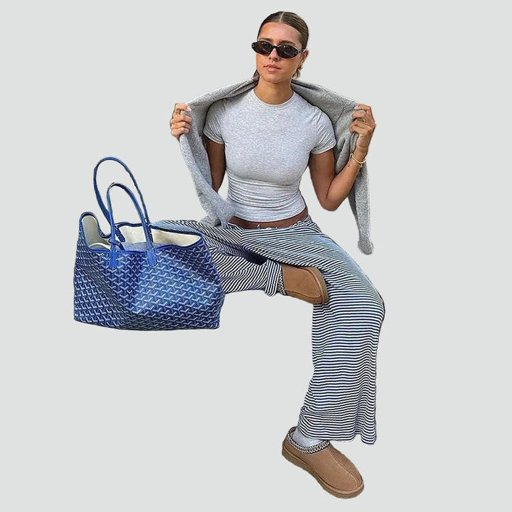 Zomerse Dames Broek Met Wijde Pijpen En Elastische Taille