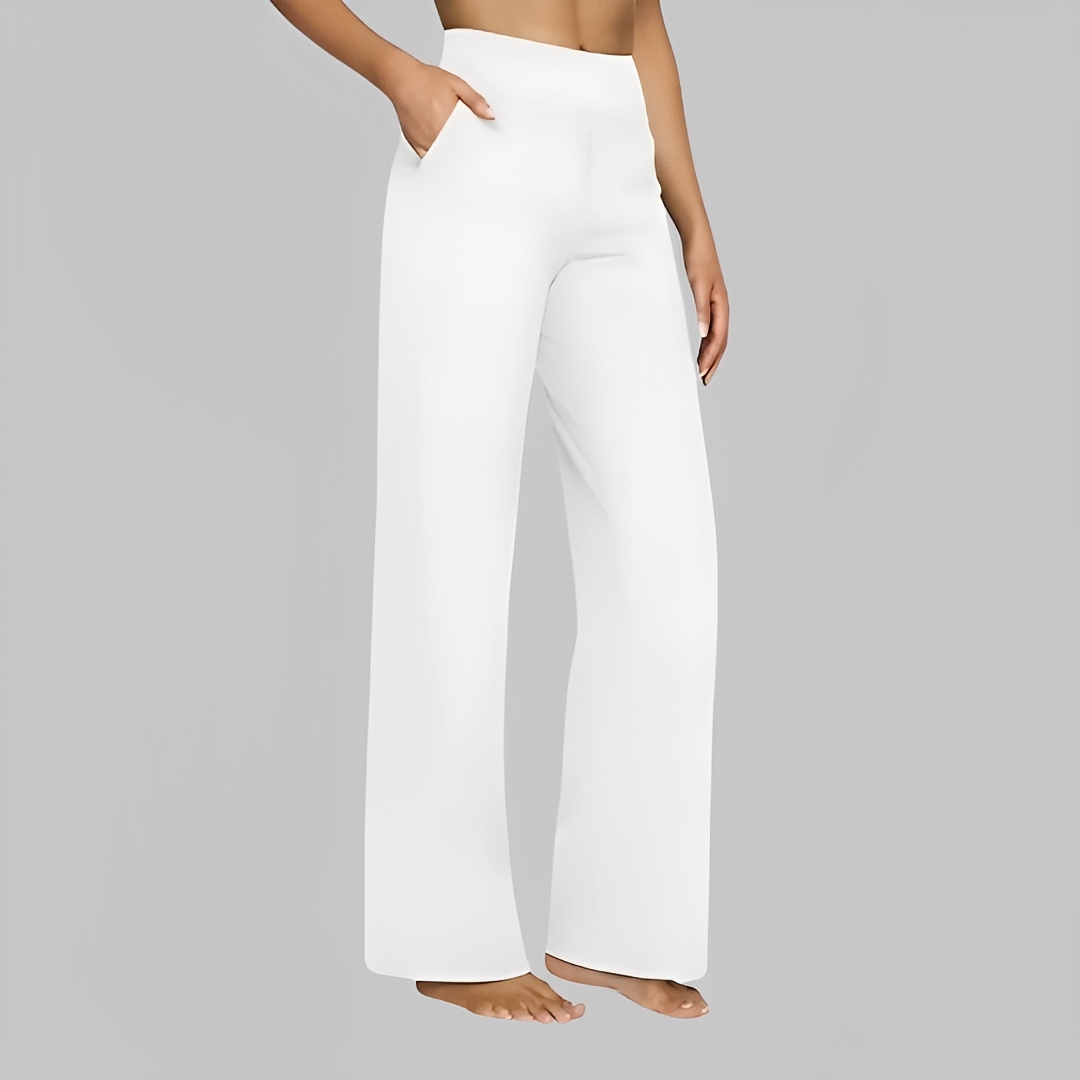 Comfortabele Dames Broek Met Elastische Taille En Rechte Pijpen