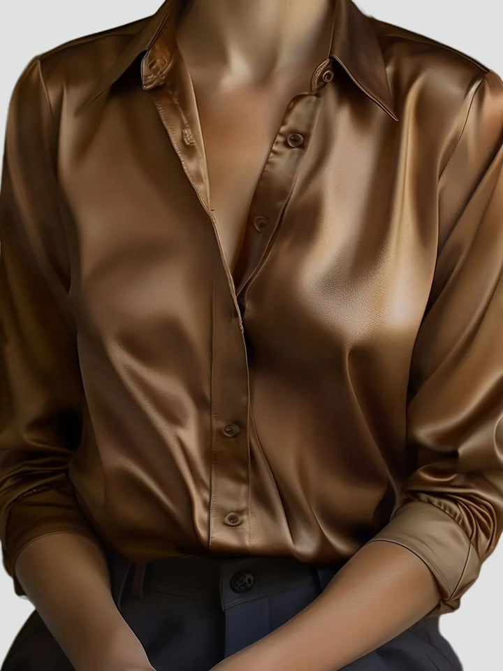 Klassieke Dames Blouse Met Lange Mouwen En Satijnlook