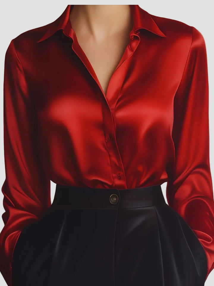 Klassieke Dames Blouse Met Lange Mouwen En Satijnlook