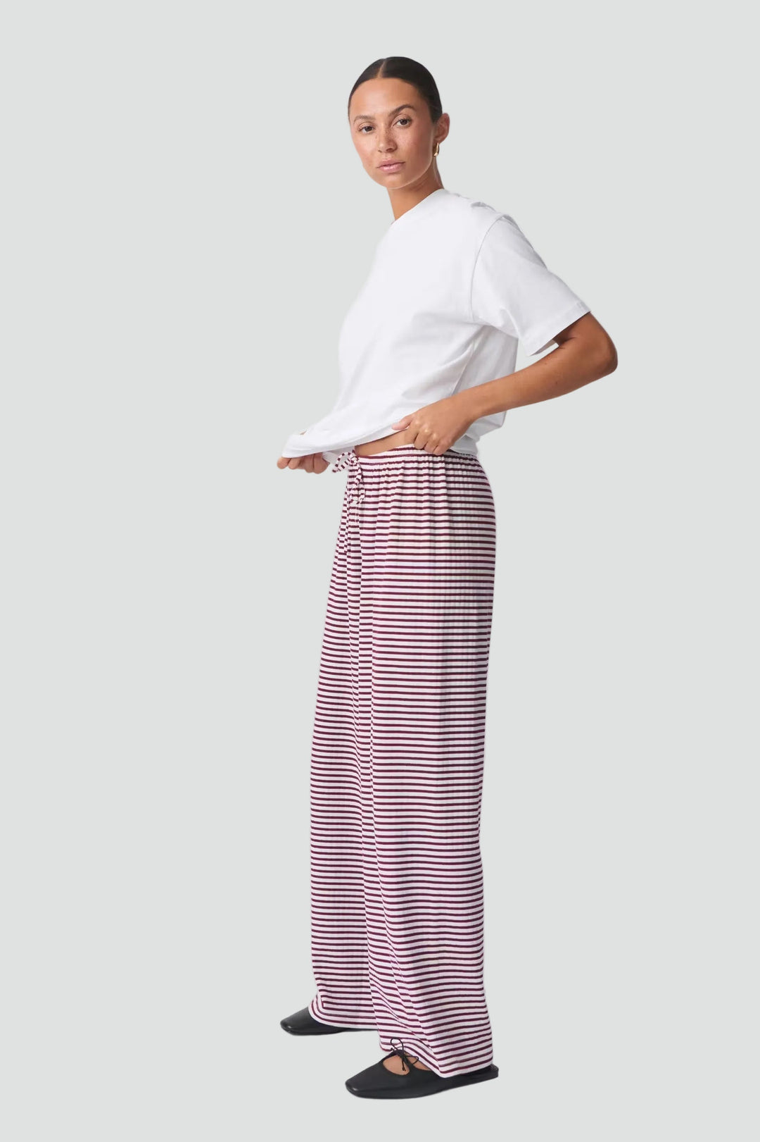 Zomerse Dames Broek Met Wijde Pijpen En Elastische Taille