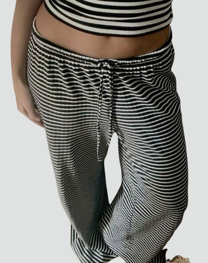 Zomerse Dames Broek Met Wijde Pijpen En Elastische Taille