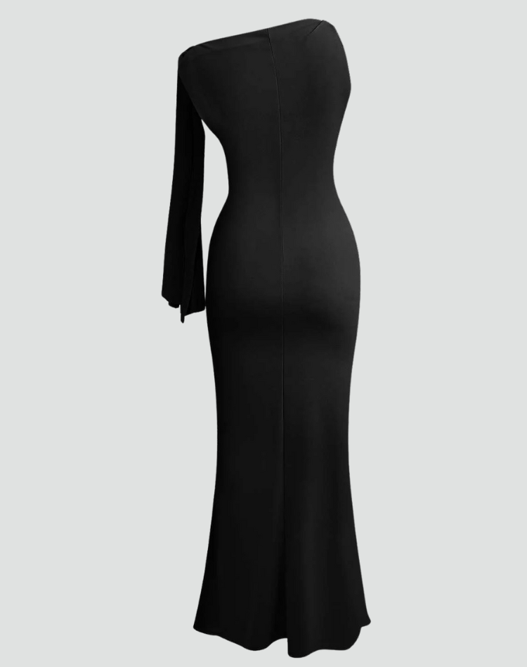 Chique Dames Gala Maxi Jurk Met Strik En One Shoulder
