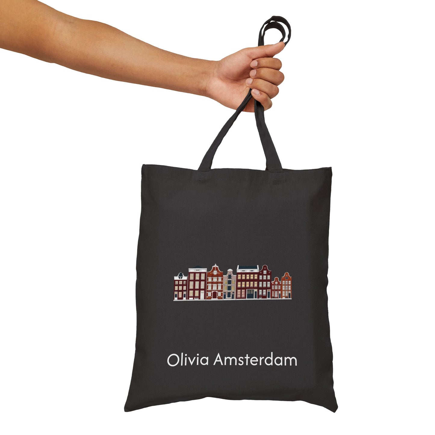 Olivia's Canvas Tas – Zwart met Grachtenpanden