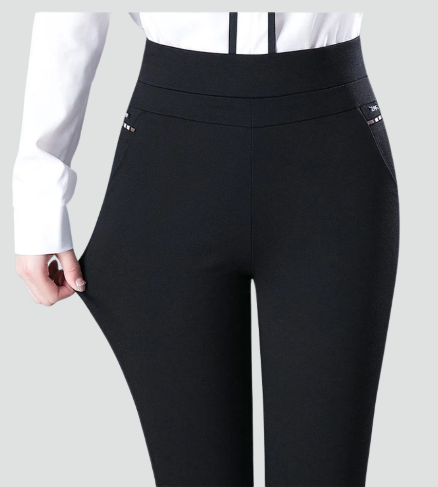 Elegante Dames Broek Met Hoge Taille En Elastische Band