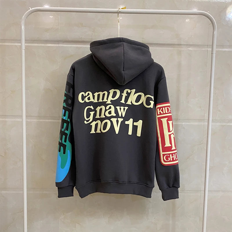 Lucky Me I See Ghosts: Graffiti Letter Foam Fleece Oversized Hoodie