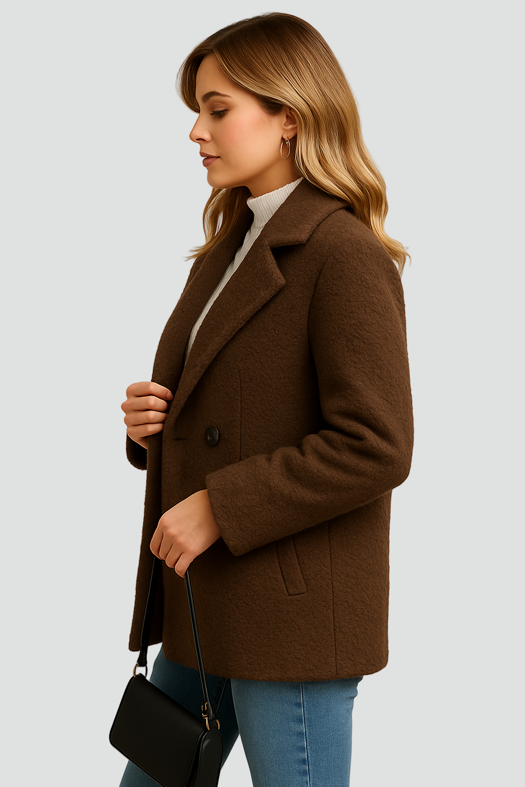 Warme Dames Fleece Jas Met Kraag Voor Winter En Herfst