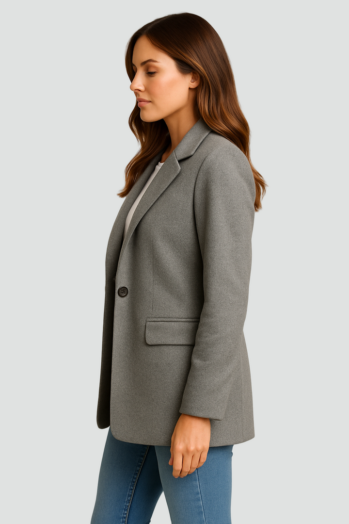 Stijlvolle Dames Halflange Wollen Jas Met Knoopsluiting