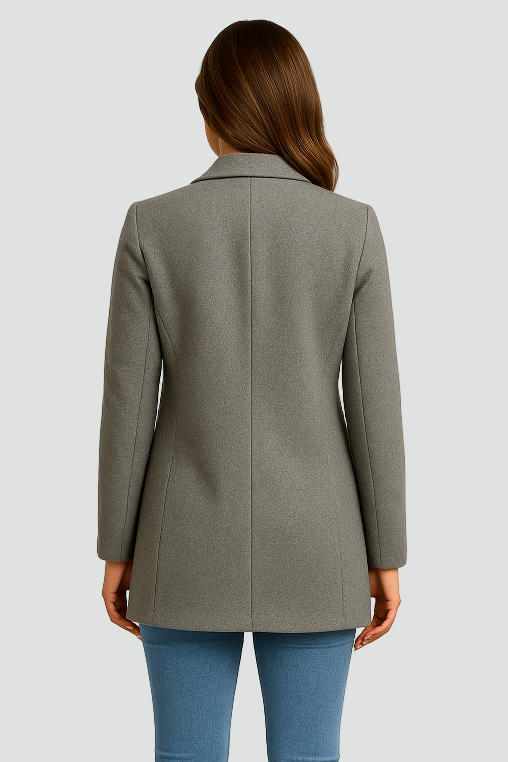 Stijlvolle Dames Halflange Wollen Jas Met Knoopsluiting