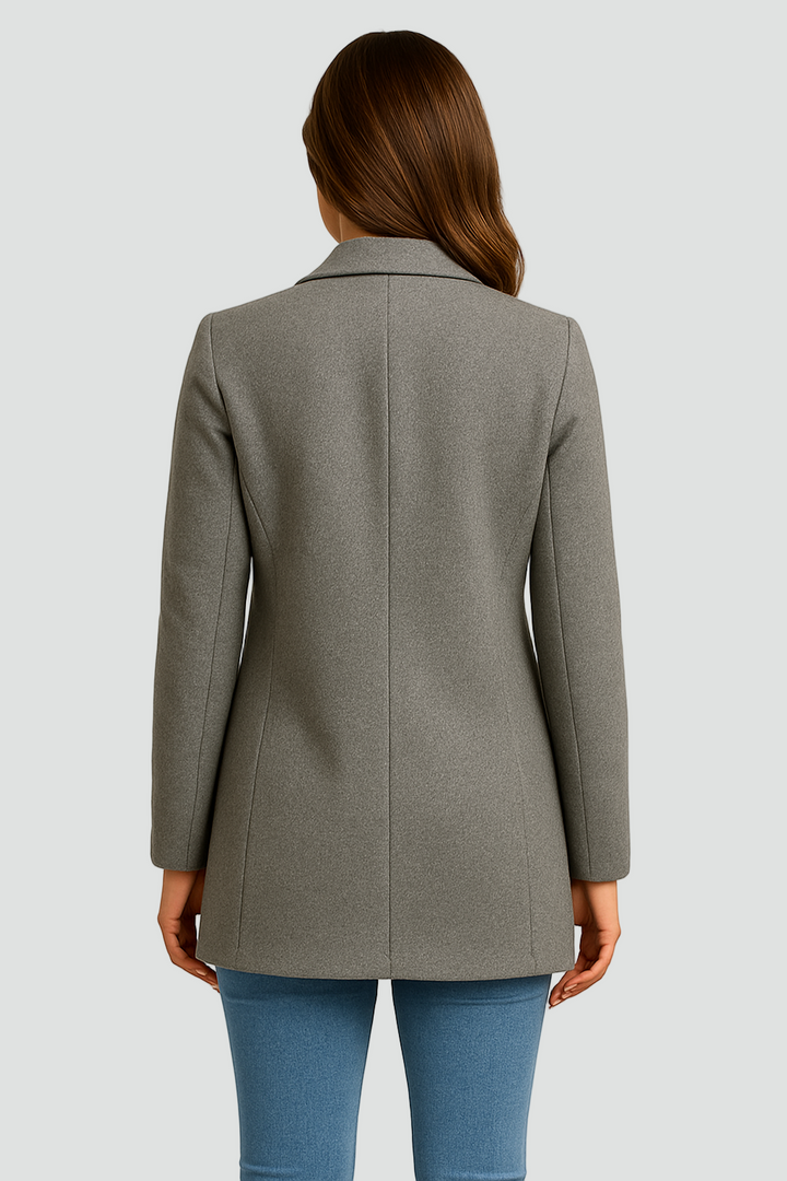 Stijlvolle Dames Halflange Wollen Jas Met Knoopsluiting