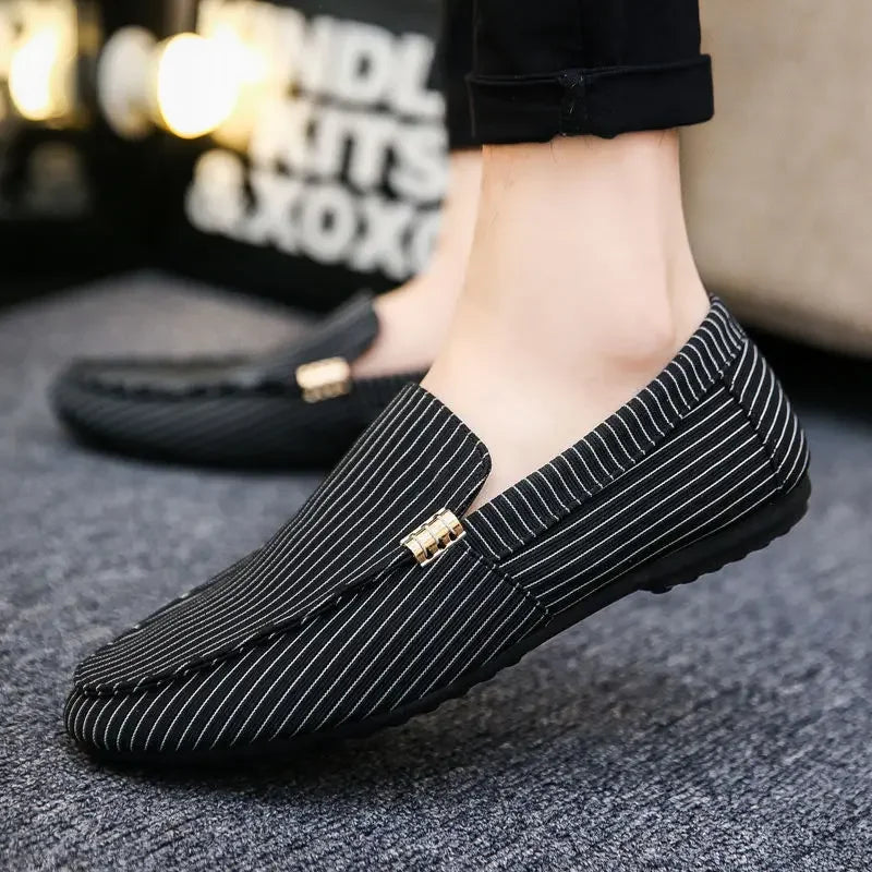 Olivia's Lichte Canvas Loafers voor Heren – Ademend, Stijlvol en Comfortabel voor Zomer & Lente Zwart