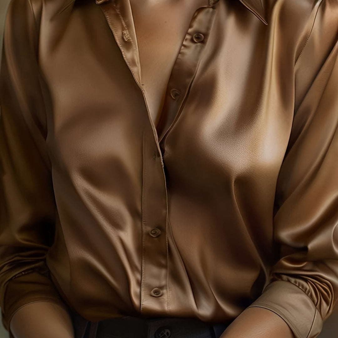 Klassieke Dames Blouse Met Lange Mouwen En Satijnlook