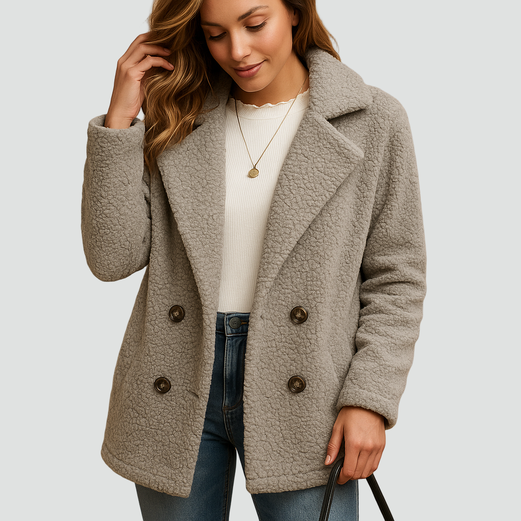 Warme Dames Fleece Jas Met Kraag Voor Winter En Herfst