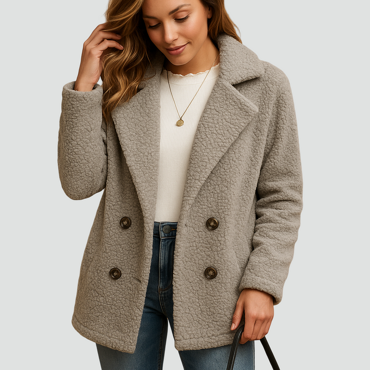 Warme Dames Fleece Jas Met Kraag Voor Winter En Herfst