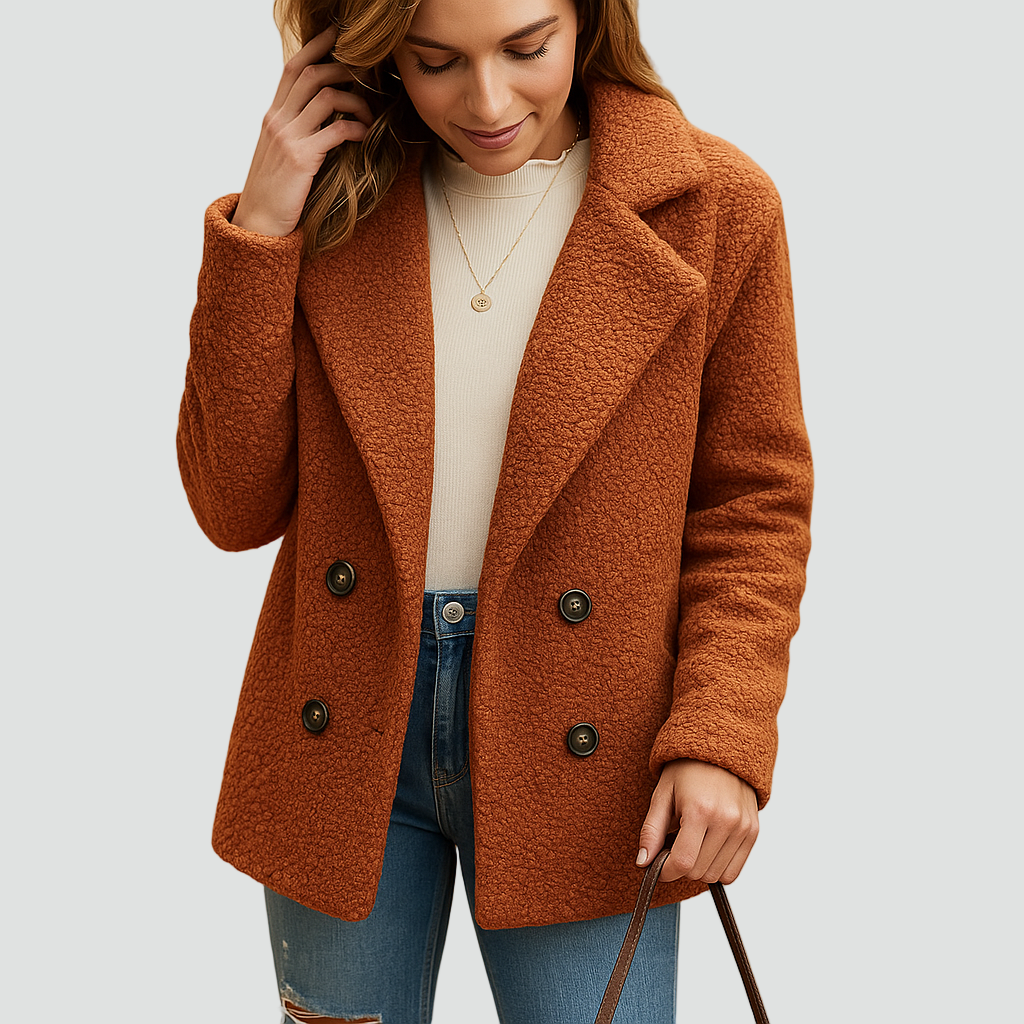 Warme Dames Fleece Jas Met Kraag Voor Winter En Herfst