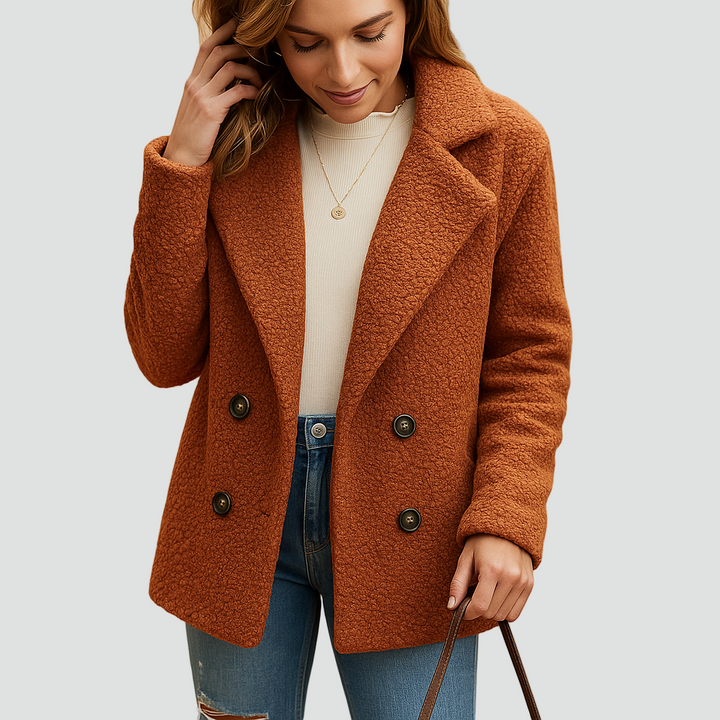 Warme Dames Fleece Jas Met Kraag Voor Winter En Herfst