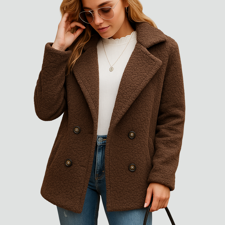 Warme Dames Fleece Jas Met Kraag Voor Winter En Herfst