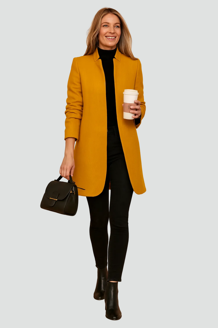 Klassieke Dames Wollen Jas Voor Werk Met Elegante Pasvorm