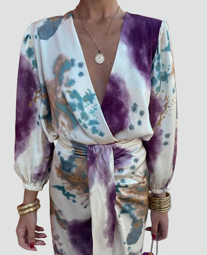 Stijlvolle Dames Cocktail Midi Jurk Met V Hals En Tailleband